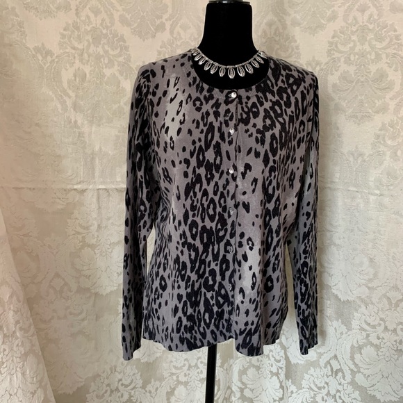 Jessica Ladies Cardigan, Leopard Print cotton with cashmere - Picture 1 of 10